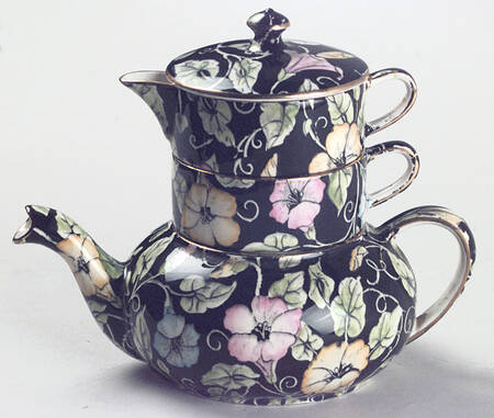 Morning Glory Mini Teapot Stacking Set (Creamer, Sugar)