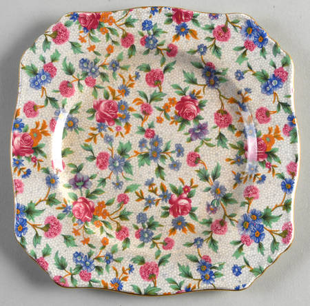 Old Cottage Chintz (Pre 1960, Cream) Square Dessert Plate