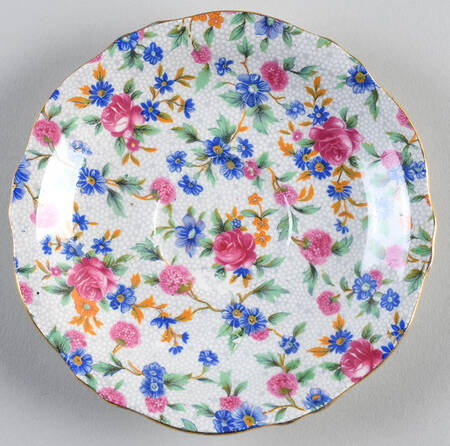 Old Cottage Chintz (Pre 1960, Cream) Saucer for Flat Cup