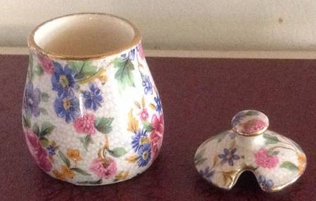 Old Cottage Chintz (Pre 1960, Cream) Mustard Jar & Lid