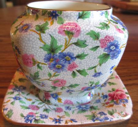Old Cottage Chintz (Pre 1960, Cream) Jam/Jelly No Metal Lid