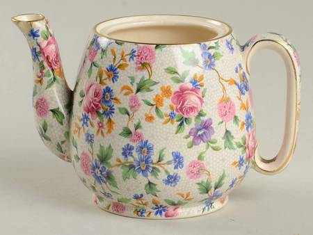 Old Cottage Chintz (Pre 1960, Cream) Individual Breakfast Set Teapot-No Lid