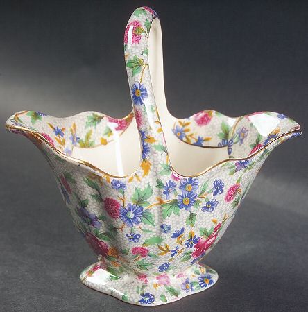 Old Cottage Chintz (Pre 1960, Cream) Small Basket