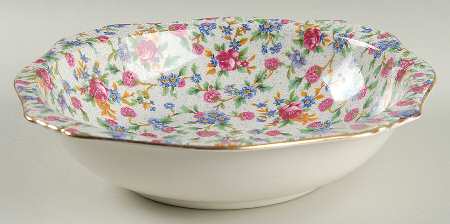 Old Cottage Chintz (Pre 1960, Cream) Large Square Fruit Bowl