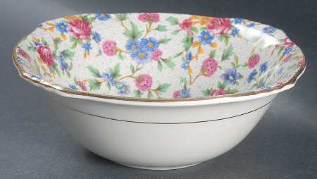 Old Cottage Chintz (Pre 1960, Cream) Square Cereal Bowl
