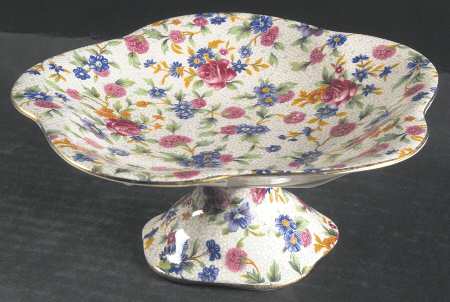 Old Cottage Chintz (Pre 1960, Cream) Footed Bon Bon