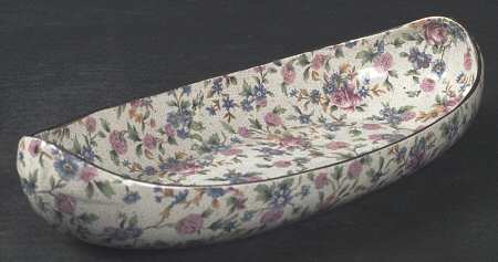 Old Cottage Chintz (Pre 1960, Cream) Canoe Shape Tray