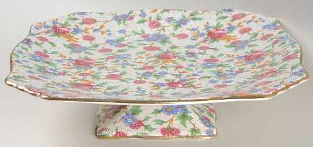 Old Cottage Chintz (Pre 1960, Cream) Round Compote (Height X Width)