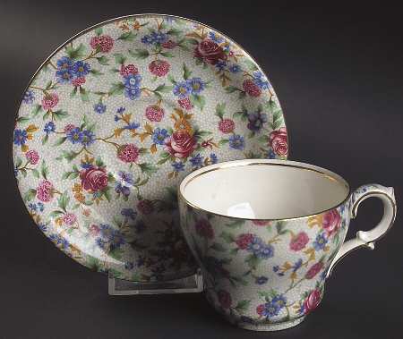 Old Cottage Chintz (Pre 1960, Cream) Footed Cup & Saucer Set