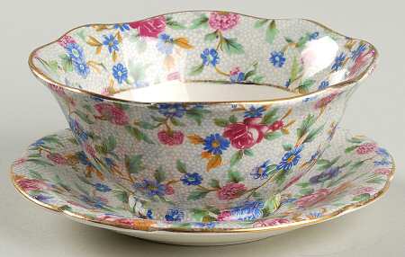 Old Cottage Chintz (Pre 1960, Cream) Open Jam/Jelly & Underplate