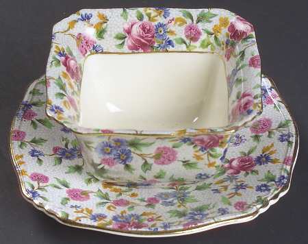 Old Cottage Chintz (Pre 1960, Cream) Ascot Mayonnaise & Underplate