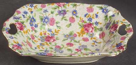 Old Cottage Chintz (Pre 1960, Cream) 6" Square Nut Dish