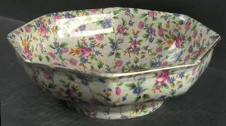 Old Cottage Chintz (Pre 1960, Cream) 7" Octagonal Vegetable Bowl