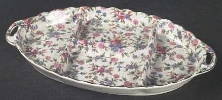Old Cottage Chintz (Pre 1960, Cream) 4 Part Relish