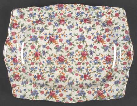 Old Cottage Chintz (Pre 1960, Cream) 12" Rectangular Serving Platter