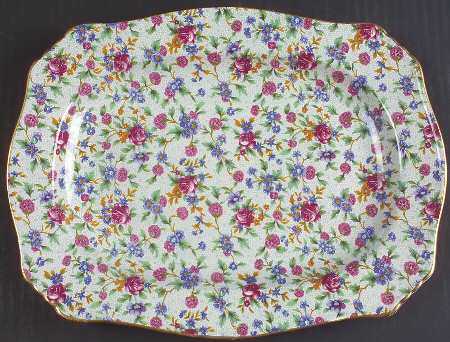 Old Cottage Chintz (Pre 1960, Cream) 13" Rectangular Serving Platter