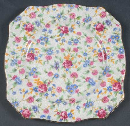 Old Cottage Chintz (Pre 1960, Cream) Square Salad Plate