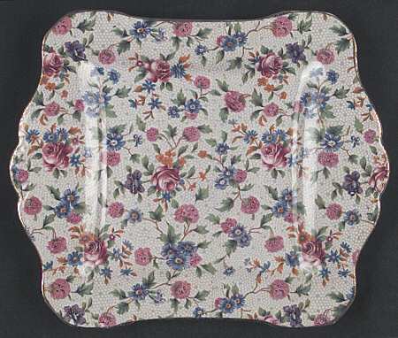 Old Cottage Chintz (Pre 1960, Cream) 8" Square Tray