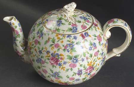 Old Cottage Chintz (Pre 1960, Cream) 3 Cup Elite Teapot & Lid