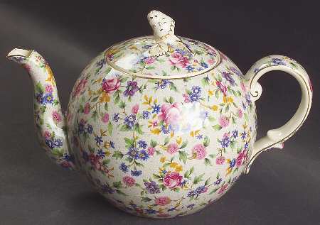 Old Cottage Chintz (Pre 1960, Cream) 5 Cup Elite Teapot & Lid