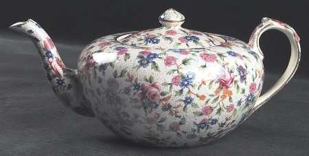 Old Cottage Chintz (Pre 1960, Cream) Sylvia Shape Teapot and Lid