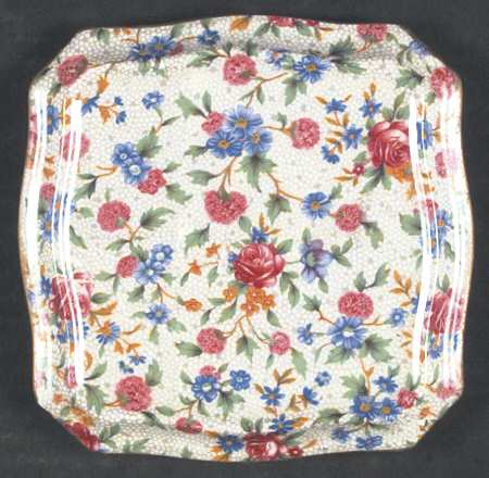 Old Cottage Chintz (Pre 1960, Cream) Square Tea Tile