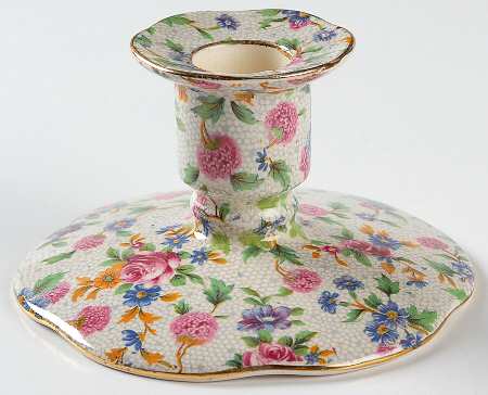 Old Cottage Chintz (Pre 1960, Cream) Single Light Candlestick