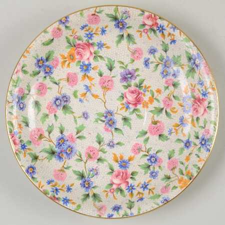 Old Cottage Chintz (Pre 1960, Cream) Saucer for Flat Cup