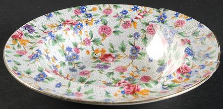 Old Cottage Chintz (Pre 1960, Cream) Rim Soup Bowl
