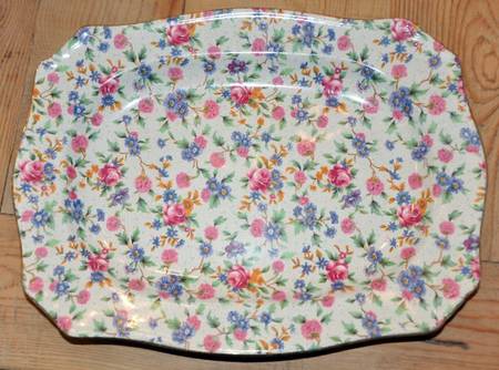 Old Cottage Chintz (Pre 1960, Cream) 11" Rectangular Serving Platter