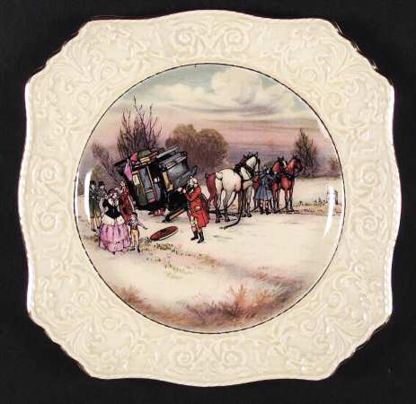 Old English Coaching Scenes Salad Plate w/Wedgwood Border