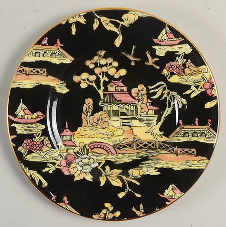 Pekin Black (Gold Trim) Bread & Butter Plate