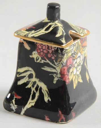 Pekin Black (Gold Trim) Mustard Jar & Lid