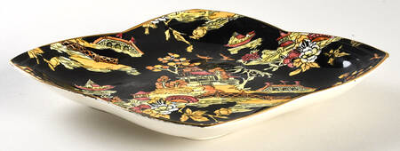 Pekin Black (Gold Trim) Large Diamond Shaped Dish by Royal Winton