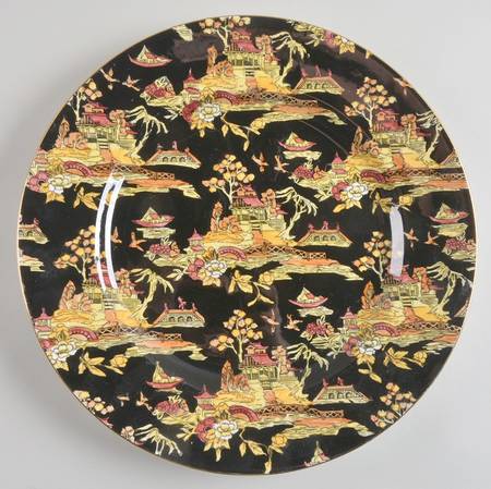 Pekin Black (Gold Trim) Bread & Butter Service Plate (Chop Plate)