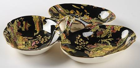 Pekin Black (Gold Trim) 3-Part Relish