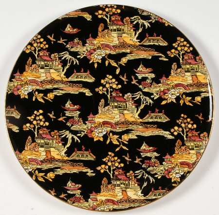 Pekin Black (Gold Trim) Cake Plate