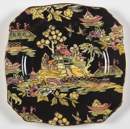 Pekin Black (Gold Trim) Square Bread & Butter Plate