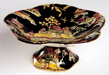 Pekin Black (Gold Trim) Footed Bon Bon