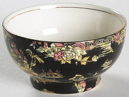 Pekin Black (Gold Trim) Albans Shape Open Sugar Bowl