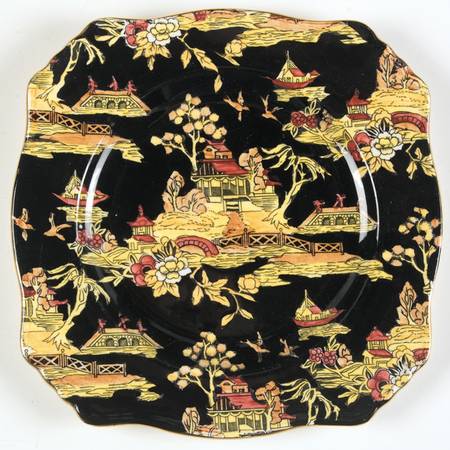 Pekin Black (Gold Trim) Square Salad Plate