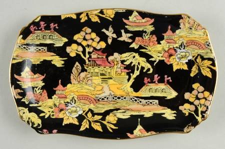 Pekin Black (Gold Trim) Tray for Creamer & Open Sugar