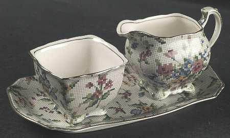 Queen Anne Creamer & Open Sugar with Tray