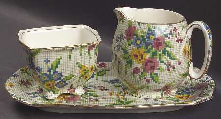 Queen Anne Creamer & Open Sugar with Tray