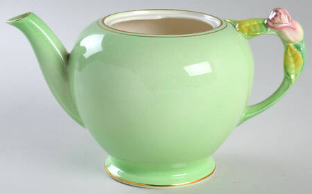 Rosebud Green (Green Background) Teapot No Lid