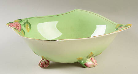 Rosebud Green (Green Background) Large Fruit Bowl