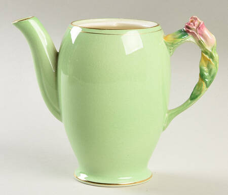 Rosebud Green (Green Background) Individual Coffee Pot No Lid