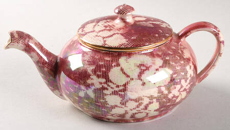 Brocade Cranberry (Iridescent) Mini Stacking Teapot & Lid