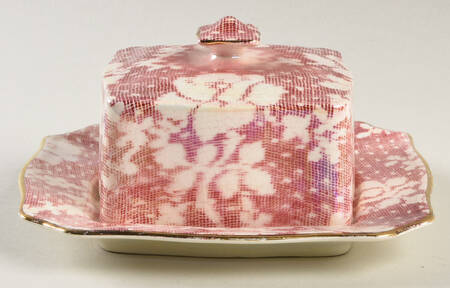 Brocade Cranberry (Iridescent) Square Covered Butter