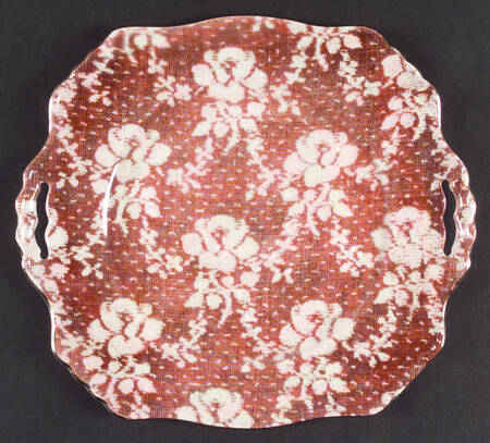 Brocade Cranberry (Iridescent) Square Handled Cake Plate